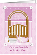 Baby’s Crib Girl’s First Easter card