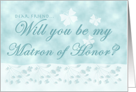 Aqua Butterfly Matron of Honor Friend card