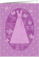 Purple Butterfly & Lace Cousin Matron of Honor card