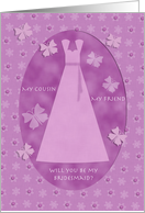 Purple Butterfly & Lace Cousin Bridesmaid card