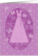 Purple Butterfly & Lace Sister Chief Bridesmaid card