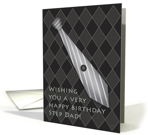 Argyle and Stripes Step Dad Birthday card (373612)