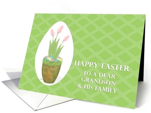Tulip & Easter Eggs Grandson & Family card (377910)