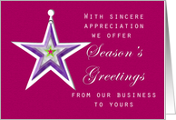 Tin Star Season’s Greetings For Business card