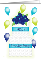 90th Birthday Invite Cake & Balloons card