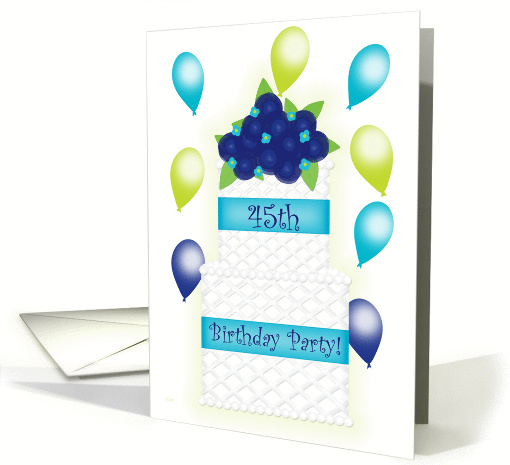 45th Birthday Invite Cake & Balloons card (391071)