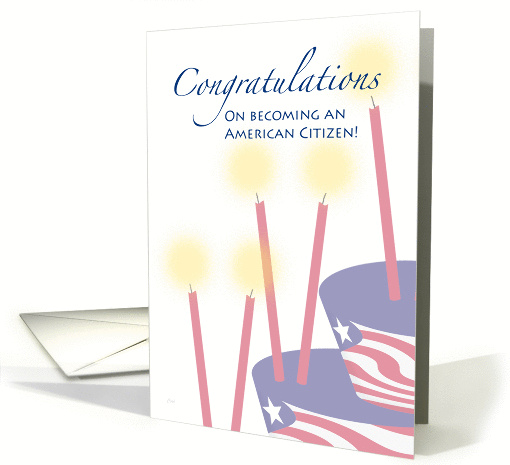 US American Citizen Citizenship Congratulations Cake and Candles card