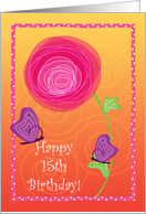 Butterfly Whimsy 15th Birthday card