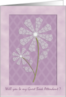 Lavender Lace Flower Guest Book Attendant card