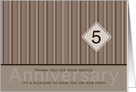 Employee Anniversary Taupe 5 Years card