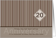 Employee Anniversary Taupe 20 Years card
