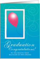 One Balloon Graduation Bachelor of Arts card