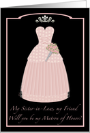 Princess Pink Sister-in-Law Matron of Honor card
