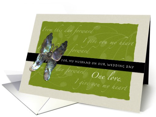 Butterfly Promises for Husband on Wedding Day (Blank) card (438087)