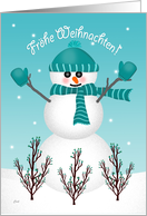 Christmas German Snowman Frohe Weihnachten card
