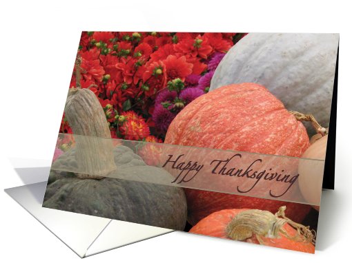 Thanksgiving Pumpkins Gourds Flowers Photo card (498488)