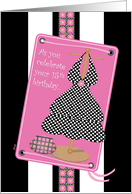 15th Birthday Dress Black Pink Whimsical card