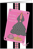 Sweet 16 Party Invitation Dress Pink Black card