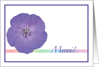 French Merci Thank You Blue Flower Rainbow card