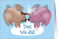 Elopement Flying Pigs Funny card