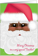 Teacher Christmas Black Santa card