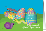 Great Grandson Easter Eggs Bugs Whimsical card