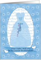 Sister Junior Bridesmaid Invitation Request Blue card