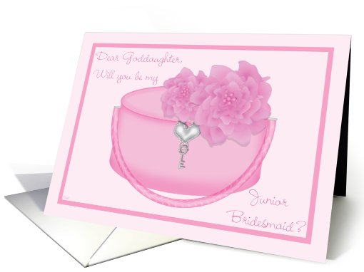 Goddaughter Junior Bridesmaid Invitation Request Pink Peony card