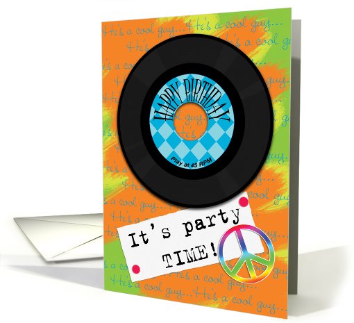 Birthday Party Invitation 45 Peace Sign Man Retro Theme card (551863)
