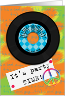 Birthday Party Invitation 45 Peace Sign Man Retro Theme card