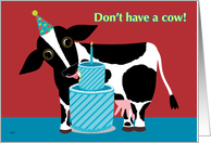 Birthday Party Invitations Cow Cake card