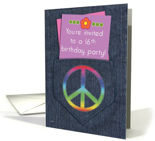 Birthday Party 16 Invitations Girls Peace Sign card (554649)