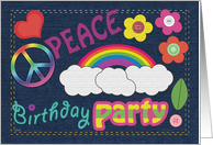 Birthday Party Invitations Peace Sign Denim card