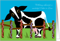 Sister-in-Law Birthday Cow Flowers card