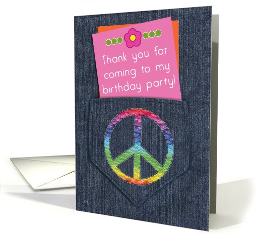 Thank You Coming to My Party Peace Sign Denim card (557925)