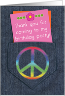 Thank You Coming to My Party Peace Sign Denim card