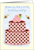 Birthday Party Invitations 40 Bees and Cake card