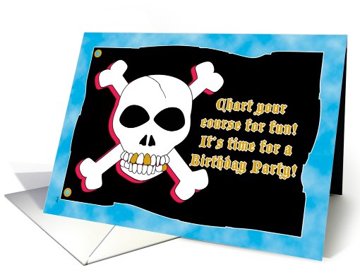 Birthday Party Invitations Pirate Skull Crossbones card (610143)