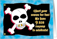 Birthday Party Invitations 9 Pirate Skull Crossbones card