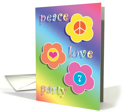 Birthday Party 7 Invitations Peace Love Flowers card (624740)
