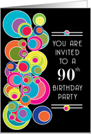 90 Birthday Party Invitations Pop Art card