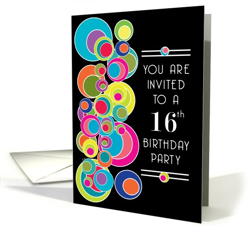 16 Birthday Party Invitations Pop Art card (631377)