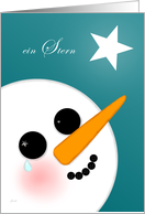 German Christmas Snowman and Star Frohe Weihnachten card
