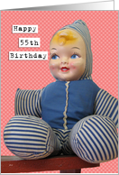 55 Birthday Retro Vintage Stuffed Doll Fun card