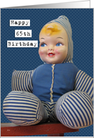 65 Birthday Retro Vintage Stuffed Doll Fun card