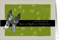 Vow Renewal Invitation, Butterfly Informal, Green, Ivory card