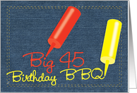 Birthday 45 BBQ Invitations Party Denim Invites card
