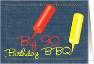 Birthday 90 BBQ Invitations Party Denim Invites card