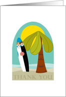 Wedding Thank You Whimiscal Palm and Surfboard card