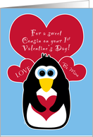 Cousin Boy Baby’s First Valentine’s Day with Penguin card